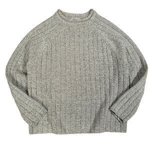 Gray Knit Crewneck Sweater Womens XL Cable Rib Cozy Carolyn Taylor Essentials